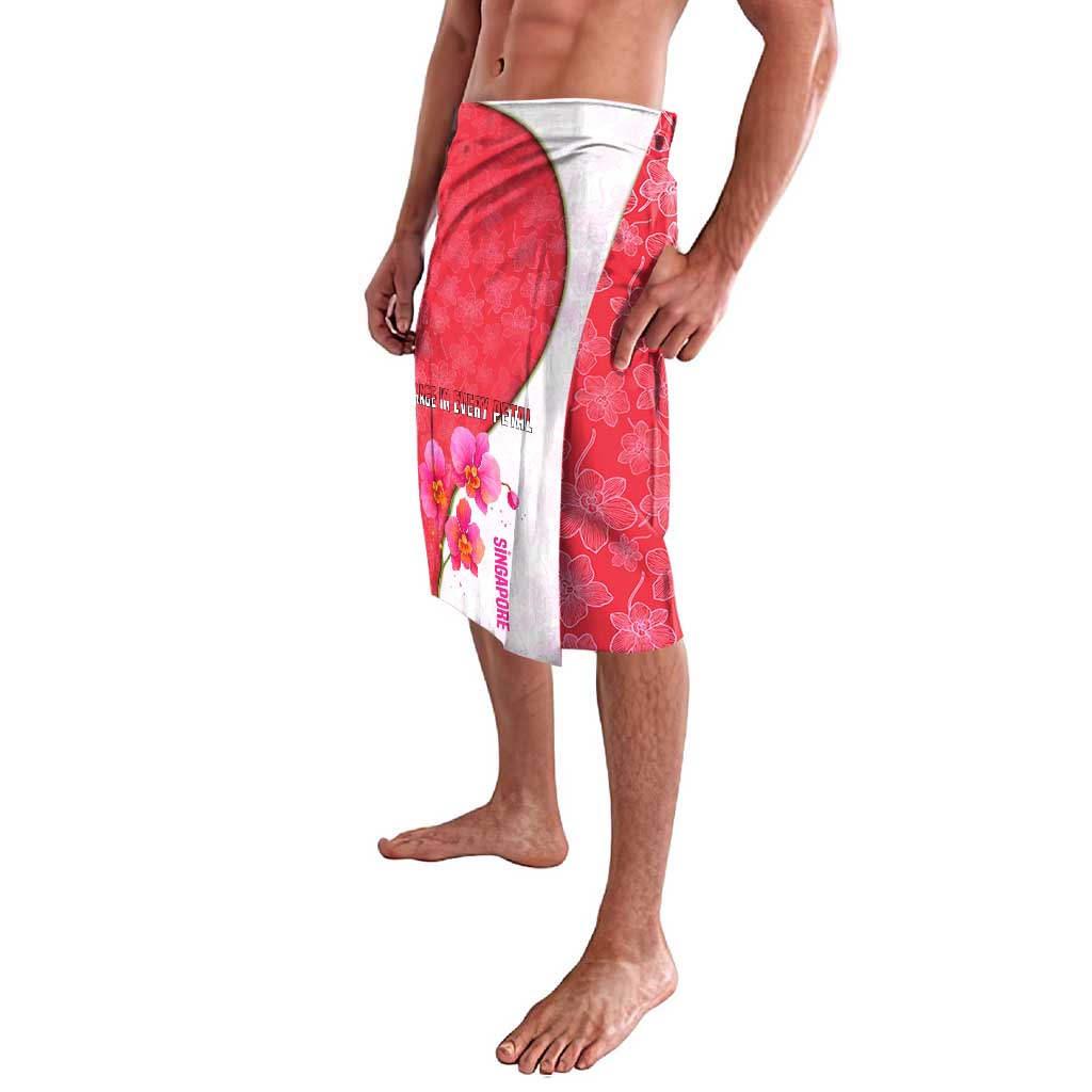 Singapore Lavalava with Orchid Flower Design and National Flag Motif