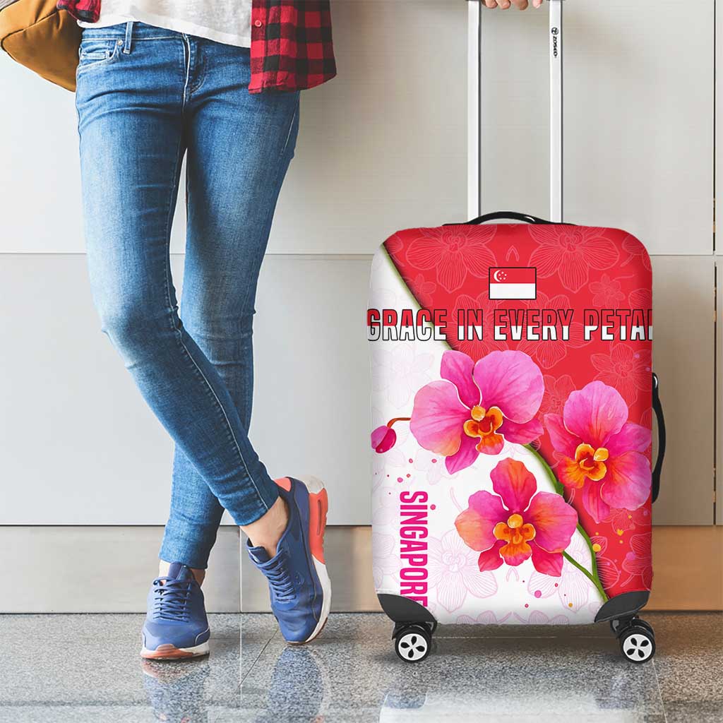 Singapore Luggage Cover with Orchid Flower Design and National Flag Motif