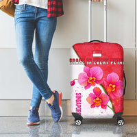 Singapore Luggage Cover with Orchid Flower Design and National Flag Motif