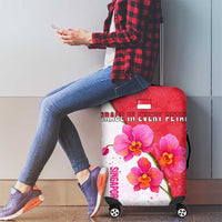 Singapore Luggage Cover with Orchid Flower Design and National Flag Motif