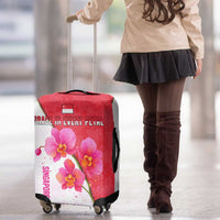 Singapore Luggage Cover with Orchid Flower Design and National Flag Motif