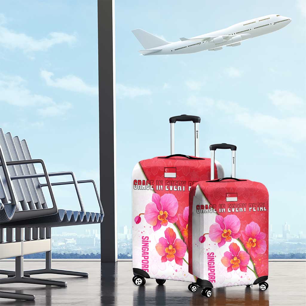 Singapore Luggage Cover with Orchid Flower Design and National Flag Motif