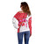 Singapore Off Shoulder Sweater with Orchid Flower Design and National Flag Motif