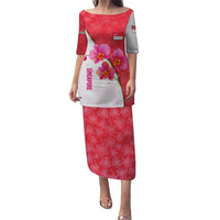 Singapore Puletasi with Orchid Flower Design and National Flag Motif