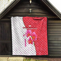 Singapore Quilt with Orchid Flower Design and National Flag Motif