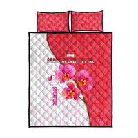 Singapore Quilt Bed Set with Orchid Flower Design and National Flag Motif
