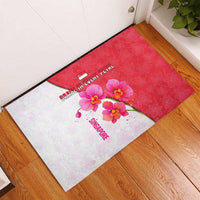 Singapore Rubber Doormat with Orchid Flower Design and National Flag Motif