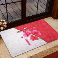 Singapore Rubber Doormat with Orchid Flower Design and National Flag Motif