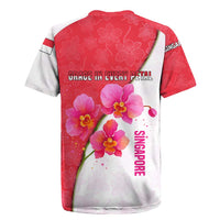 Singapore Rugby Jersey with Orchid Flower Design and National Flag Motif