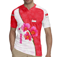 Singapore Rugby Jersey with Orchid Flower Design and National Flag Motif