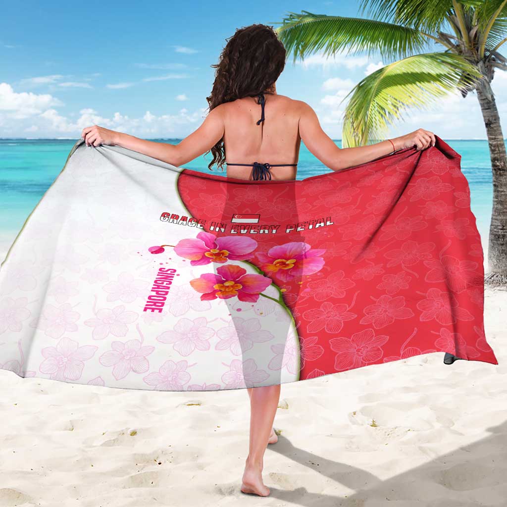 Singapore Sarong with Orchid Flower Design and National Flag Motif
