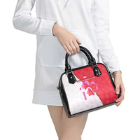 Singapore Shoulder Handbag with Orchid Flower Design and National Flag Motif
