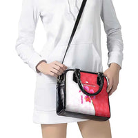 Singapore Shoulder Handbag with Orchid Flower Design and National Flag Motif