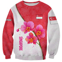 Singapore Sweatshirt with Orchid Flower Design and National Flag Motif