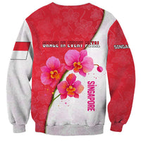 Singapore Sweatshirt with Orchid Flower Design and National Flag Motif
