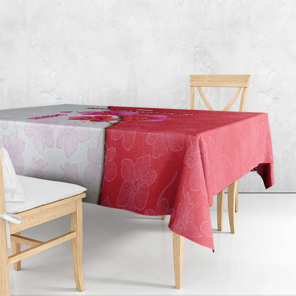 Singapore Tablecloth with Orchid Flower Design and National Flag Motif