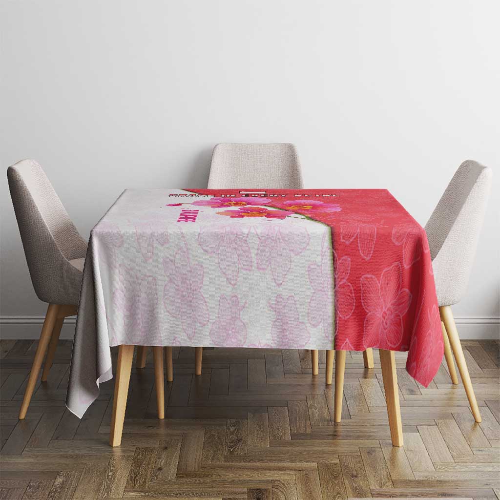 Singapore Tablecloth with Orchid Flower Design and National Flag Motif