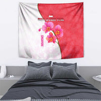 Singapore Tapestry with Orchid Flower Design and National Flag Motif