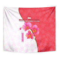 Singapore Tapestry with Orchid Flower Design and National Flag Motif