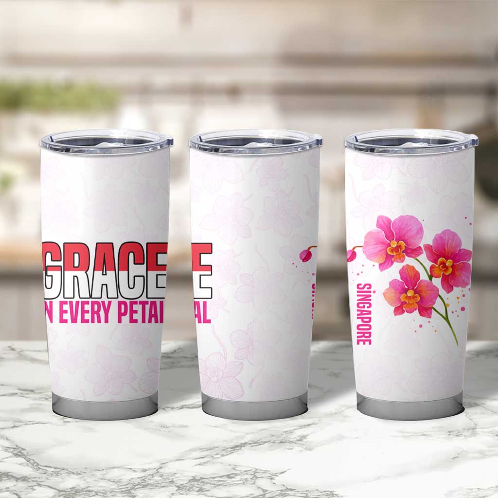 Singapore Tumbler Cup with Orchid Flower Design and National Flag Motif