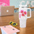 Singapore Tumbler With Handle with Orchid Flower Design and National Flag Motif