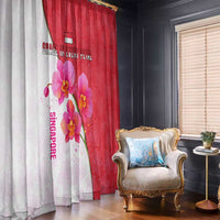Singapore Window Curtain with Orchid Flower Design and National Flag Motif