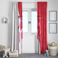 Singapore Window Curtain with Orchid Flower Design and National Flag Motif