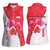 Singapore Women Sleeveless Polo Shirt with Orchid Flower Design and National Flag Motif