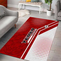 Yemen Football Area Rug with Red and White Flag Design