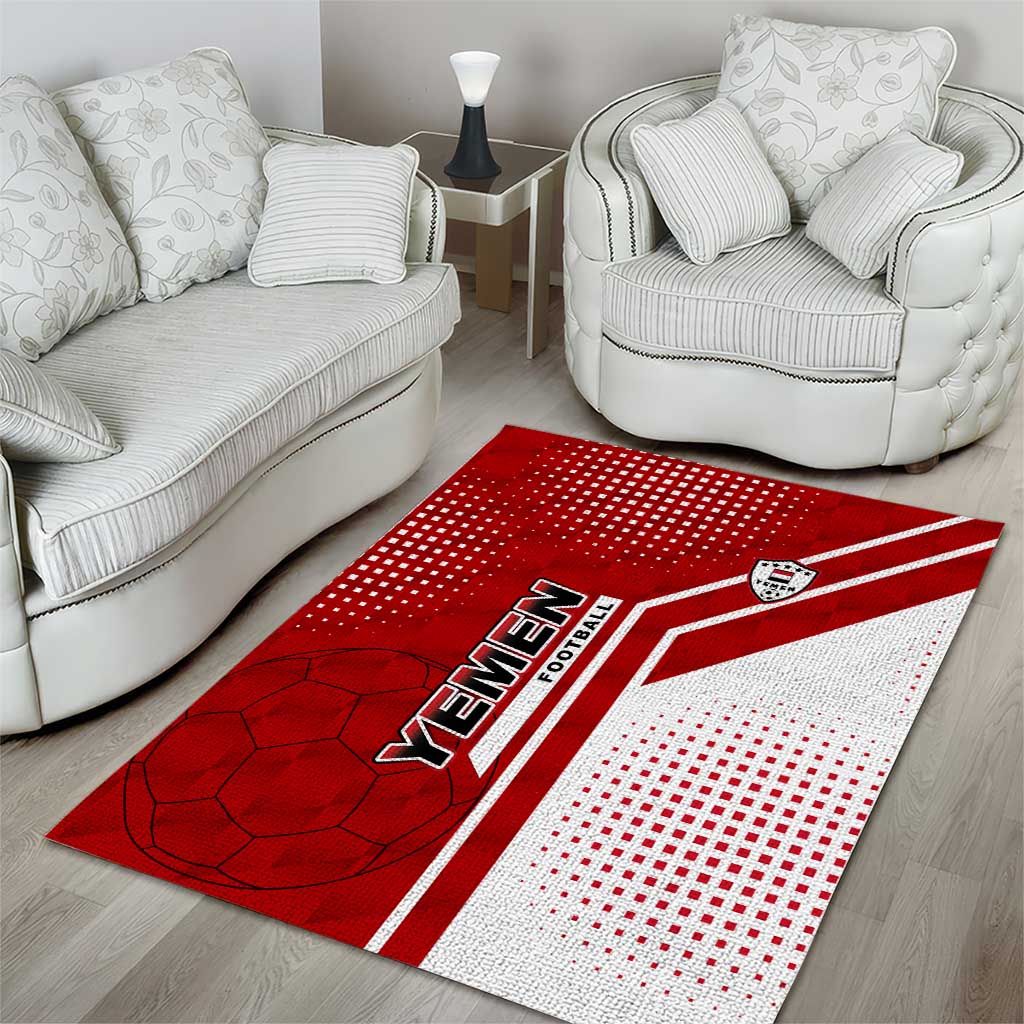 Yemen Football Area Rug with Red and White Flag Design