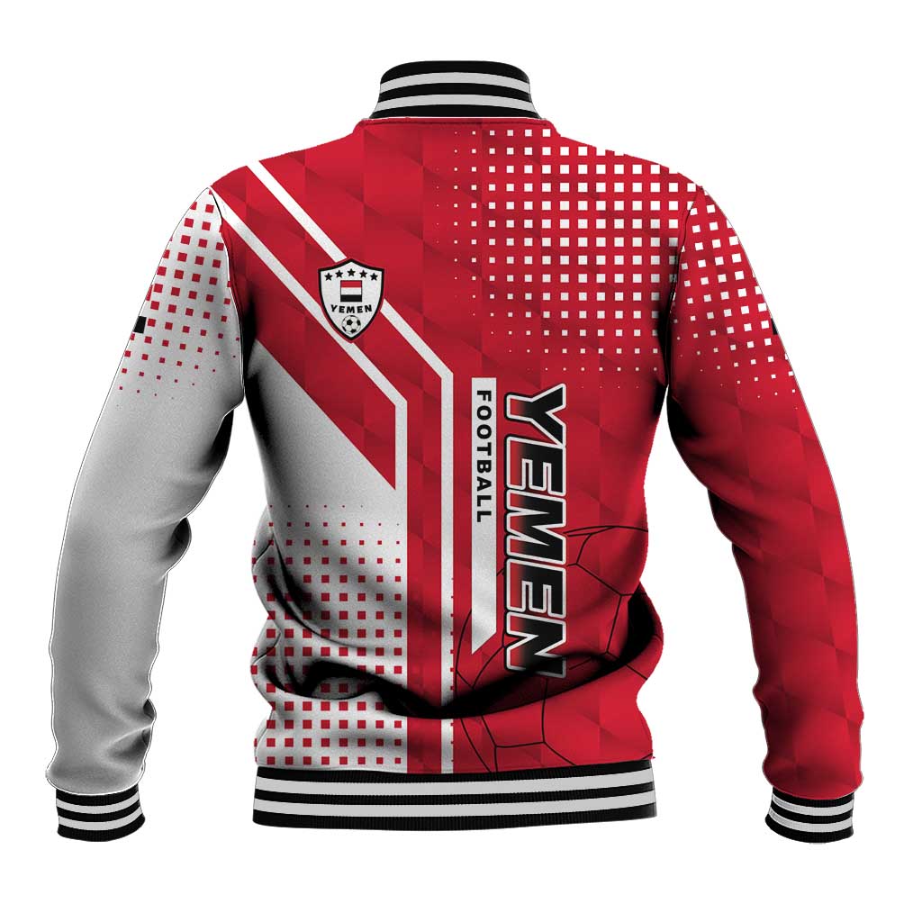 Yemen Football Baseball Jacket with Red and White Flag Design