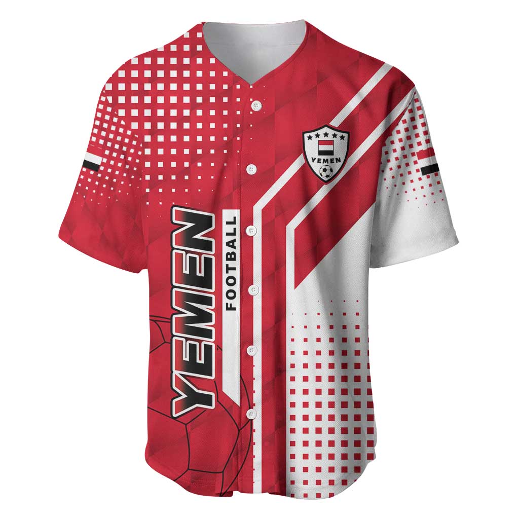 Yemen Football Baseball Jersey with Red and White Flag Design