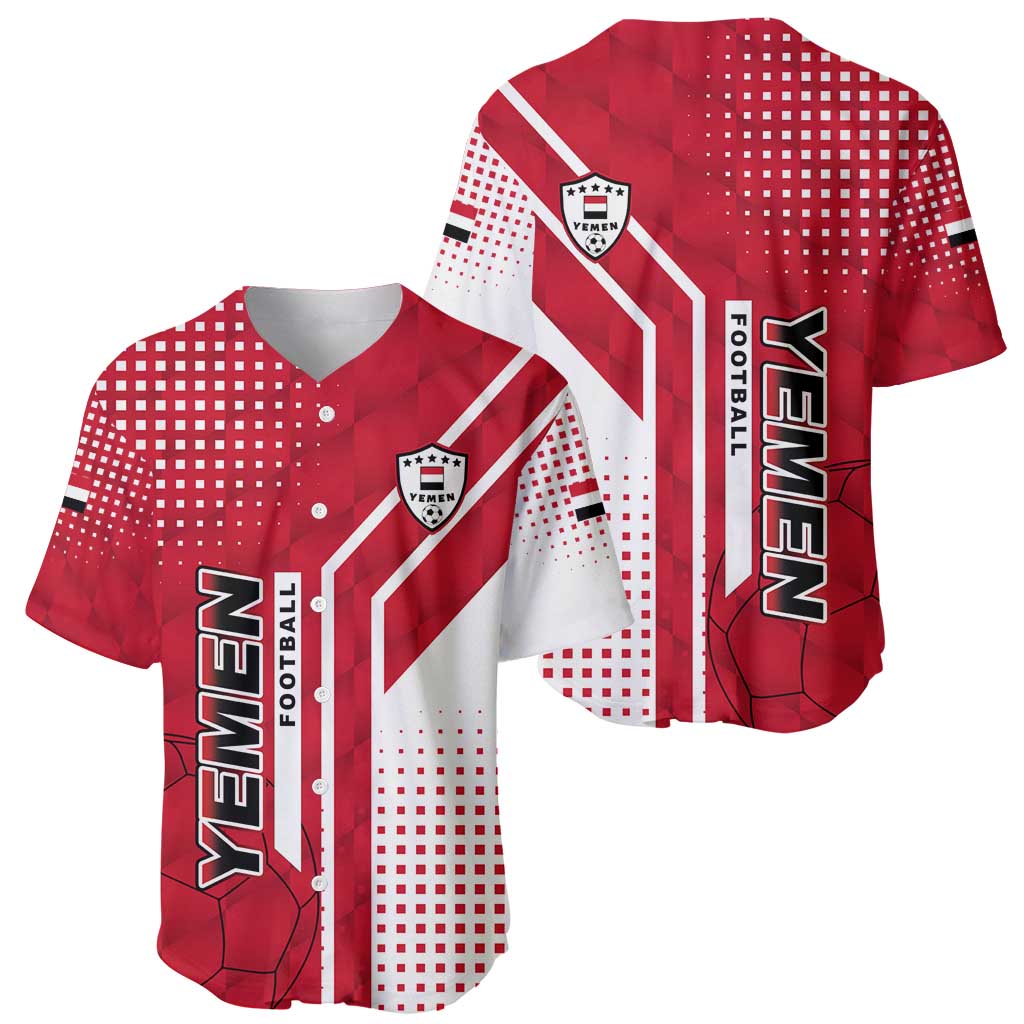 Yemen Football Baseball Jersey with Red and White Flag Design