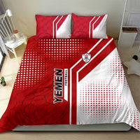 Yemen Football Bedding Set with Red and White Flag Design