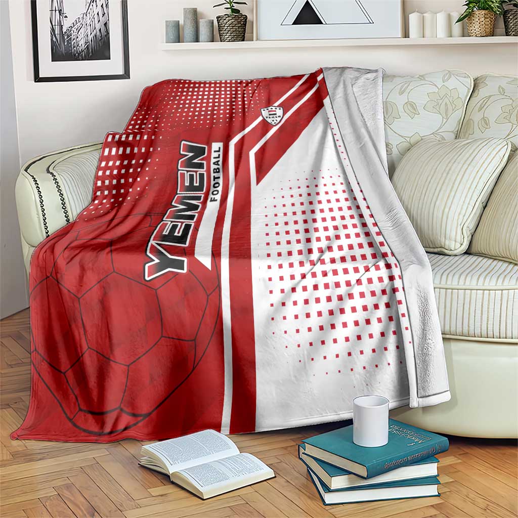 Yemen Football Blanket with Red and White Flag Design