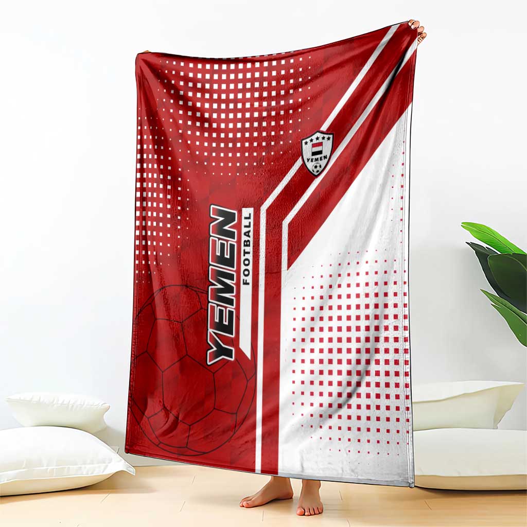 Yemen Football Blanket with Red and White Flag Design