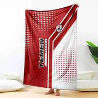 Yemen Football Blanket with Red and White Flag Design