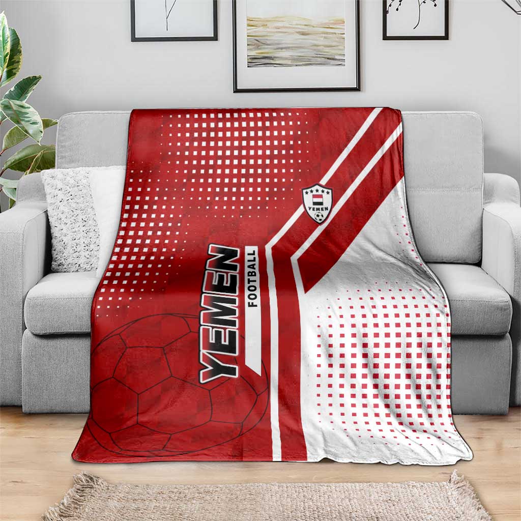 Yemen Football Blanket with Red and White Flag Design