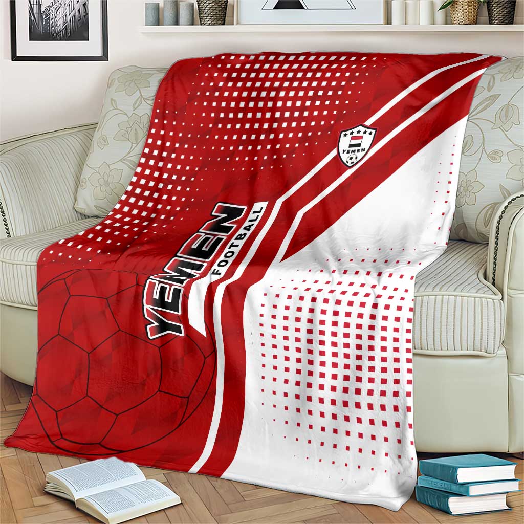 Yemen Football Blanket with Red and White Flag Design