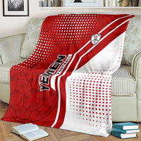 Yemen Football Blanket with Red and White Flag Design