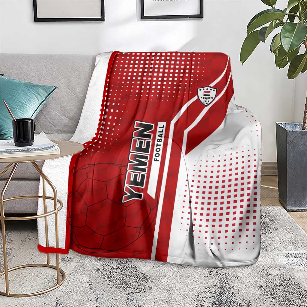 Yemen Football Blanket with Red and White Flag Design