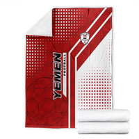 Yemen Football Blanket with Red and White Flag Design