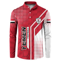 Yemen Football Button Sweatshirt with Red and White Flag Design