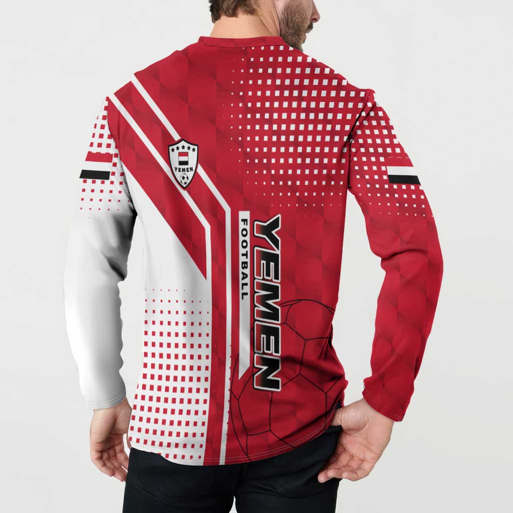 Yemen Football Button Sweatshirt with Red and White Flag Design