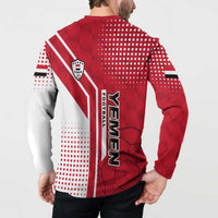 Yemen Football Button Sweatshirt with Red and White Flag Design