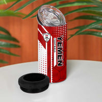 Yemen Football 4 in 1 Can Cooler Tumbler with Red and White Flag Design