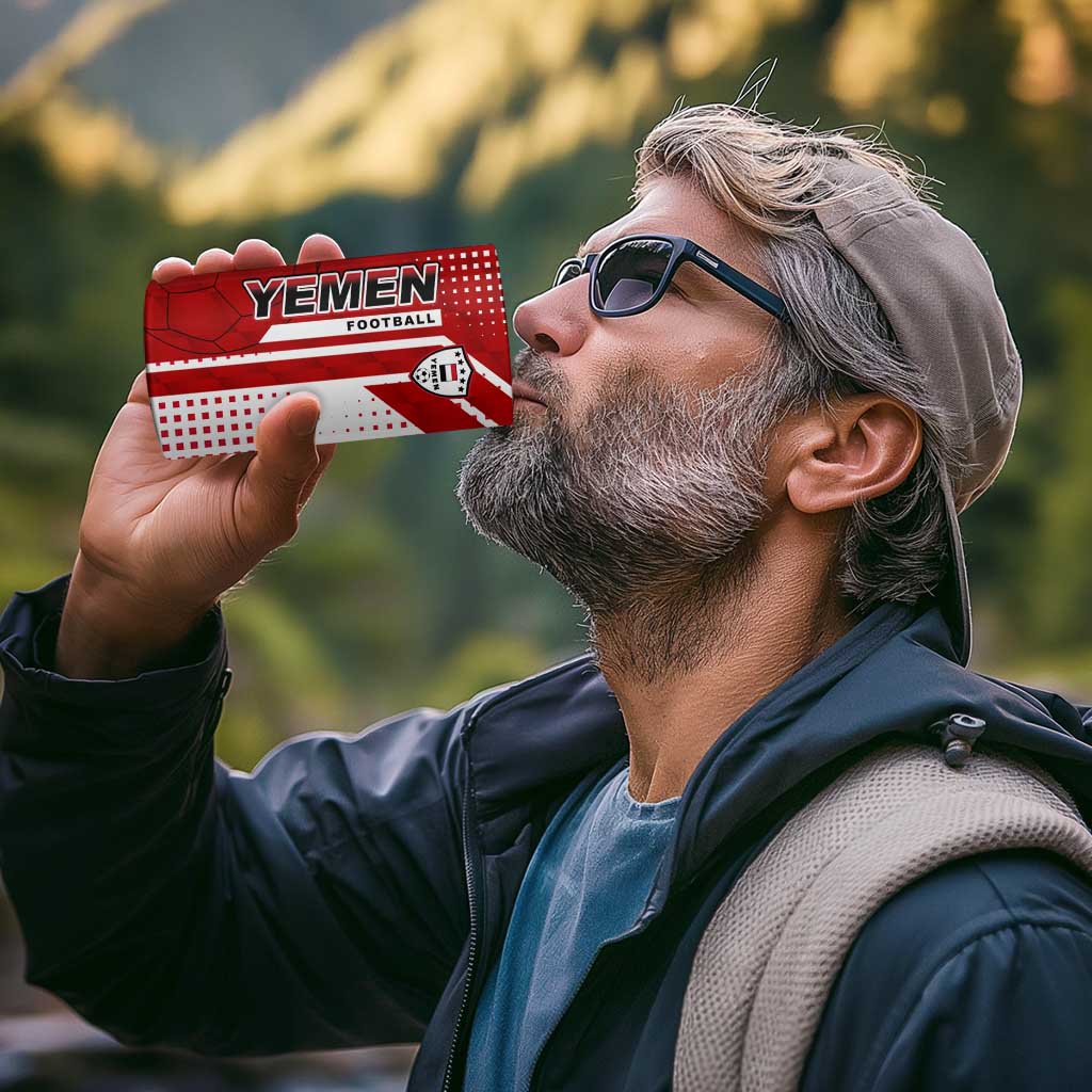 Yemen Football 4 in 1 Can Cooler Tumbler with Red and White Flag Design