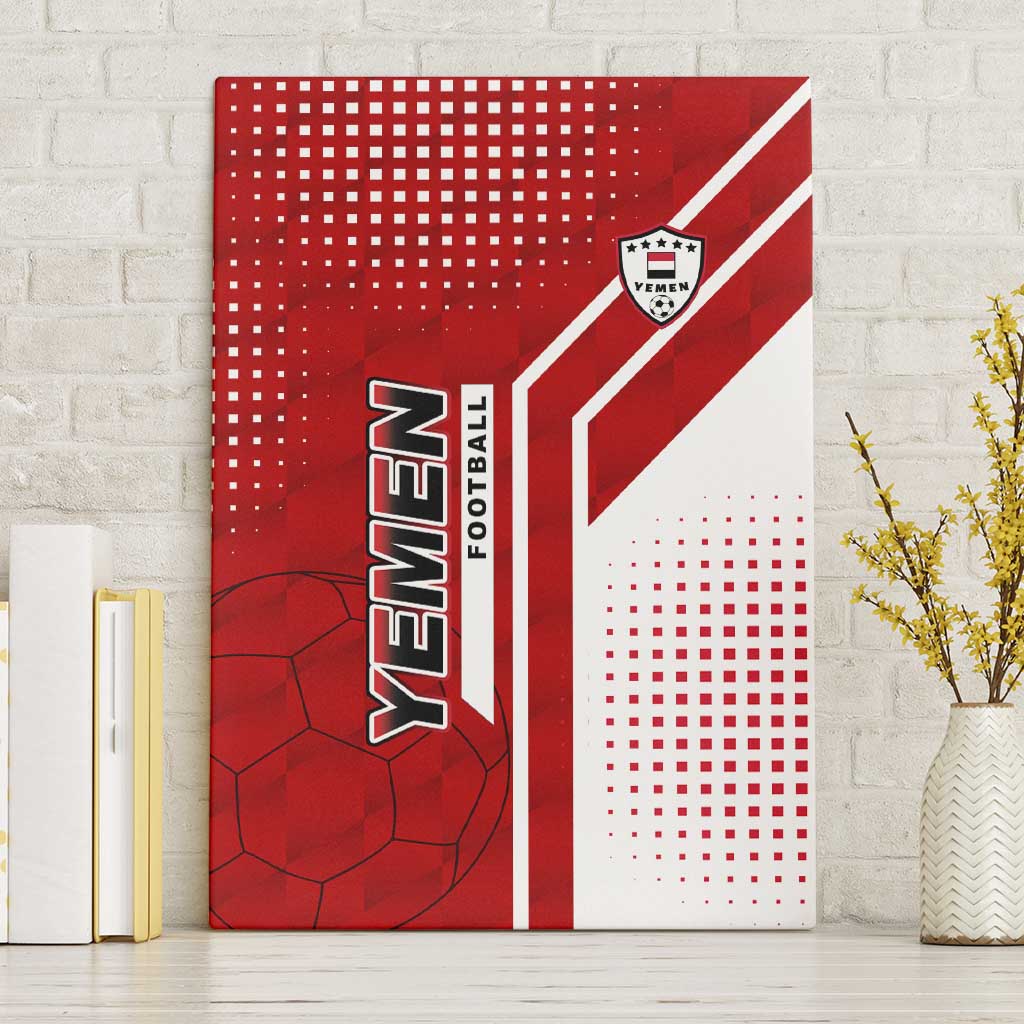 Yemen Football Canvas Wall Art with Red and White Flag Design
