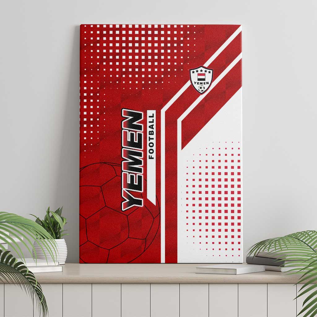 Yemen Football Canvas Wall Art with Red and White Flag Design