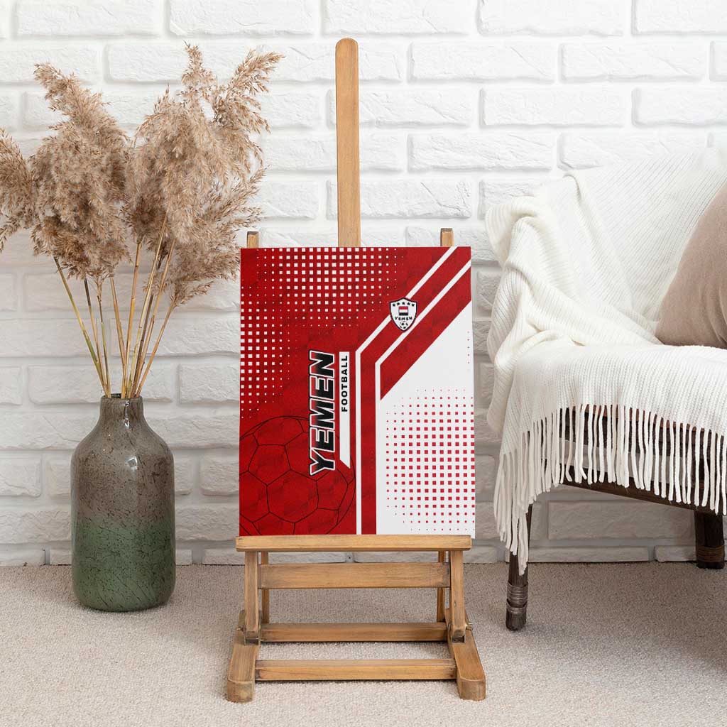 Yemen Football Canvas Wall Art with Red and White Flag Design